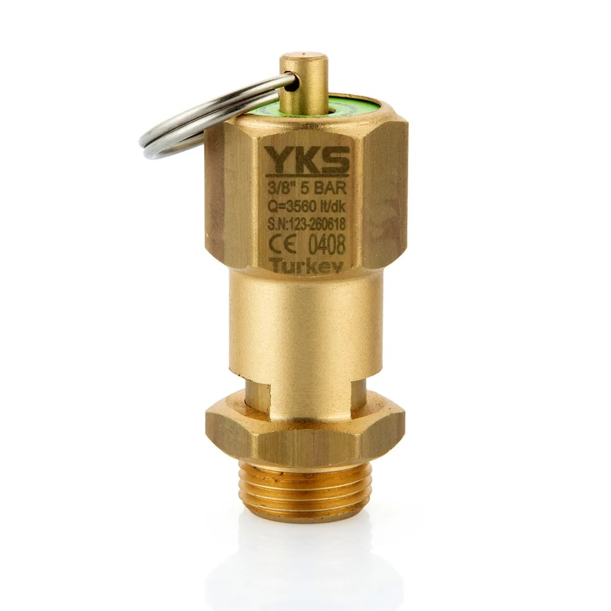 3/8″ 5 Bar Basınç Emniyet Ventili YKS 123 Standart Basınç Emniyet Valfi Su Hava Yağ ve Akışkan Basınç Tahliye Ventili