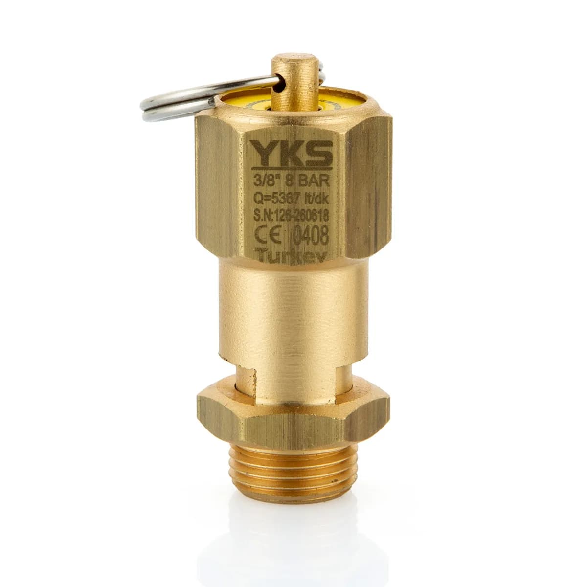 3/8″ 8 Bar Emniyet Ventili YKS 126 Basınç Emniyet Valfi Su Hava Yağ ve Akışkan Basınç Tahliye Ventili