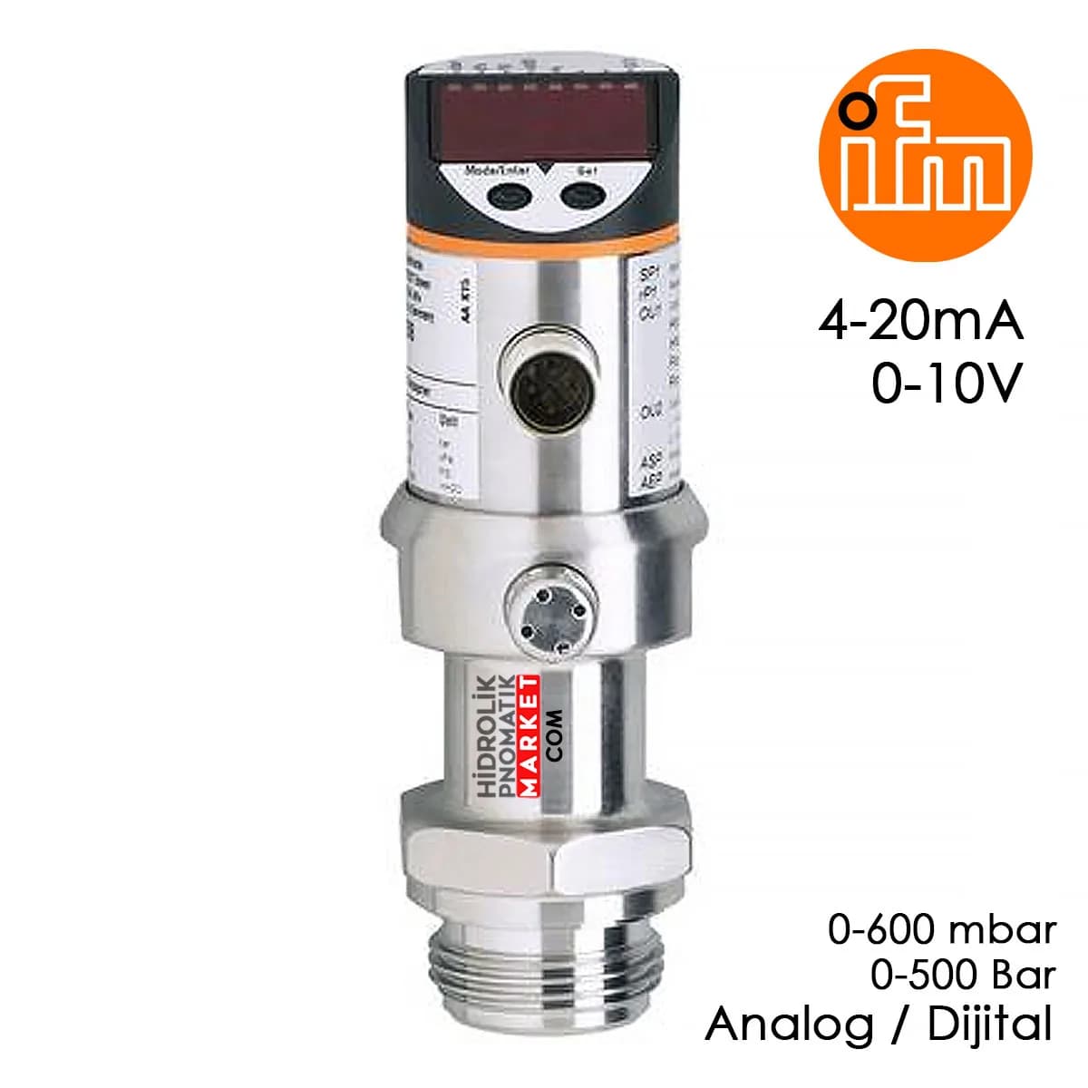 IFM PN7004 Basınç Transmitteri 4-20 mA Analog 0-10V Dijital 12V 24V 220V 0-10 Bar, 50-300 Bar Basınç Sensörü