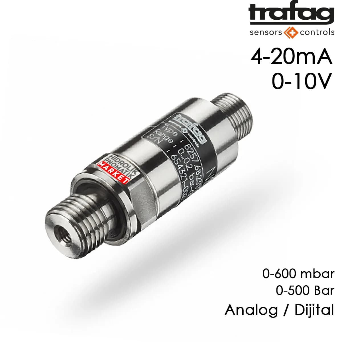 Trafag NAE8254 Basınç Transmitteri 4-20 mA Analog 0-10V Dijital 12V 24V 220V 0-10 Bar, 50-300 Bar Basınç Sensörü