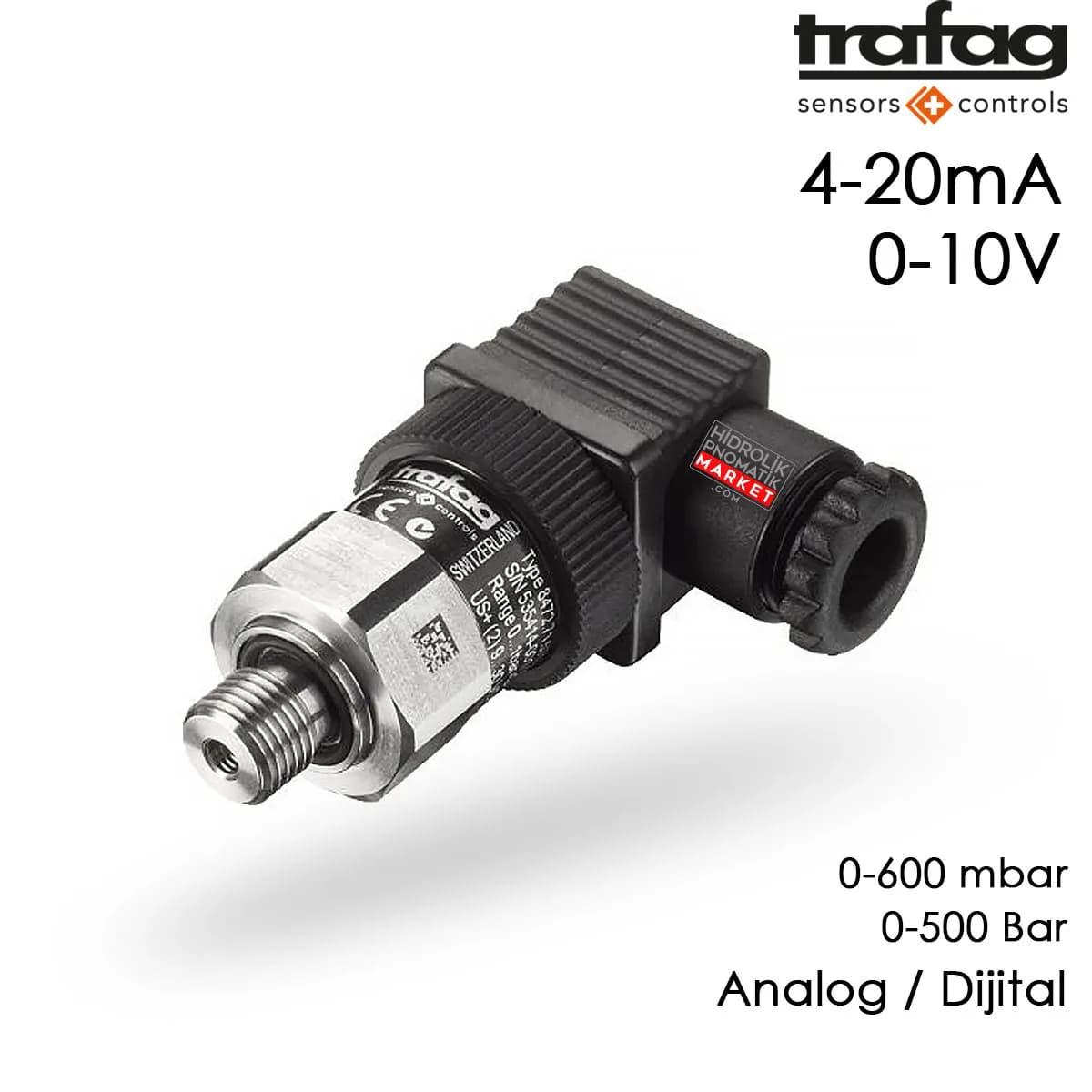 Trafag ECT8472 Basınç Transmitteri 4-20 mA Analog 0-10V Dijital 12V 24V 220V 0-10 Bar, 50-300 Bar Basınç Sensörü