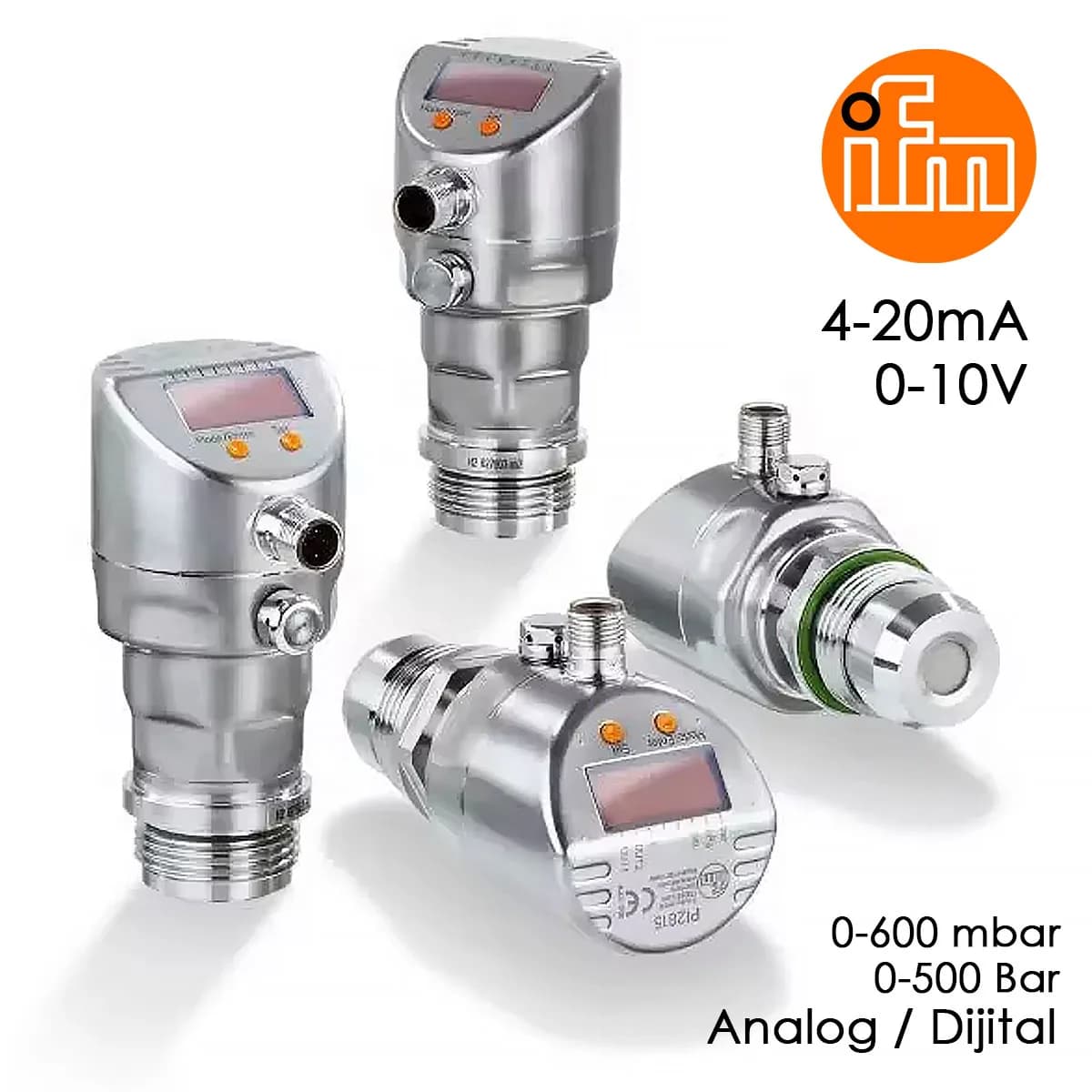 IFM PI2794 Basınç Transmitteri 4-20 mA Analog 0-10V Dijital 12V 24V 220V 0-10 Bar, 50-300 Bar Basınç Sensörü