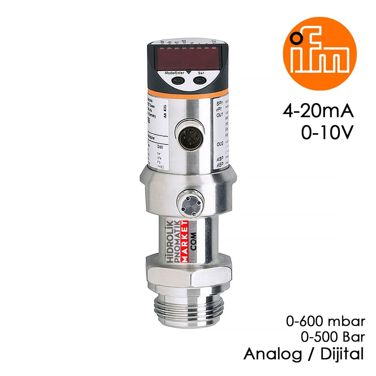 IFM PI7093 Basınç Transmitteri 4-20 mA Analog 0-10V Dijital 12V 24V 220V 0-10 Bar, 50-300 Bar Basınç Sensörü